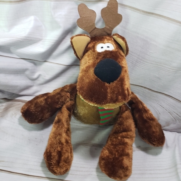Hallmark Rodney Reindeer Plush Stuffed Animal Red Green Striped Scarf 10 Inch #2 - Picture 1 of 10